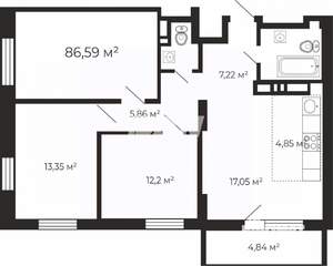 3-к квартира, вторичка, 85м2, 25/25 этаж