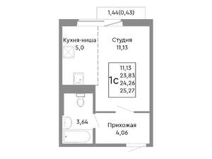 Студия квартира, вторичка, 24м2, 6/10 этаж