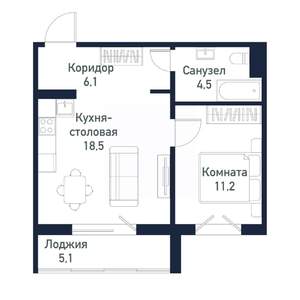 1-к квартира, вторичка, 40м2, 6/10 этаж