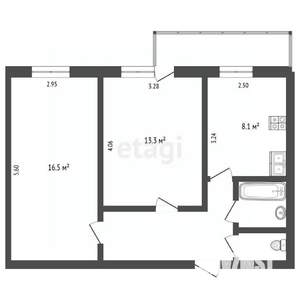 2-к квартира, вторичка, 48м2, 8/9 этаж