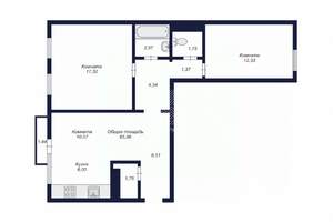 2-к квартира, вторичка, 64м2, 8/10 этаж
