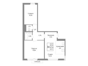 3-к квартира, вторичка, 62м2, 5/10 этаж