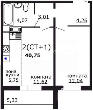 1-к квартира, вторичка, 41м2, 6/18 этаж