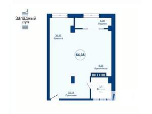 2-к квартира, вторичка, 64м2, 21/25 этаж