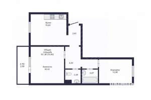 2-к квартира, вторичка, 62м2, 1/10 этаж