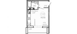 Студия квартира, вторичка, 24м2, 1/10 этаж