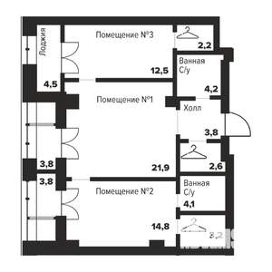 2-к квартира, вторичка, 69м2, 16/29 этаж