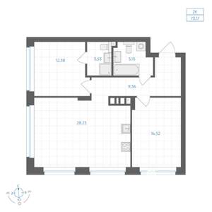 2-к квартира, вторичка, 73м2, 27/30 этаж