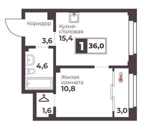 1-к квартира, вторичка, 36м2, 2/17 этаж