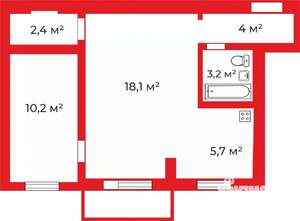 2-к квартира, вторичка, 45м2, 4/5 этаж