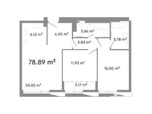 3-к квартира, строящийся дом, 79м2, 6/24 этаж