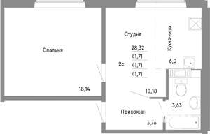 2-к квартира, строящийся дом, 42м2, 1/10 этаж