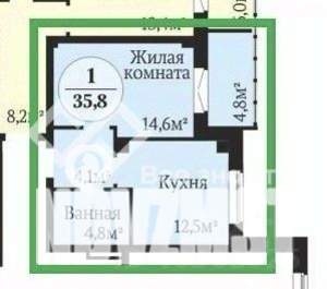 1-к квартира, вторичка, 36м2, 9/19 этаж