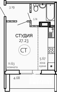 Студия квартира, вторичка, 24м2, 1/10 этаж
