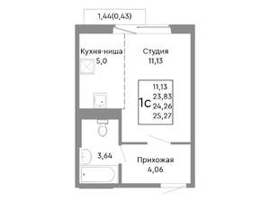 Студия квартира, строящийся дом, 24м2, 7/10 этаж