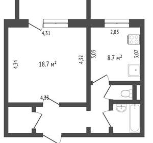 1-к квартира, вторичка, 43м2, 9/10 этаж