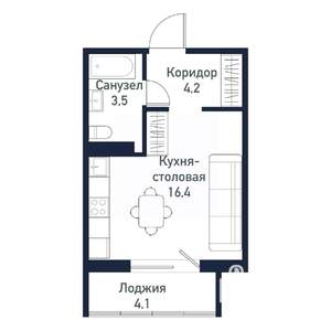 Студия квартира, вторичка, 24м2, 7/10 этаж