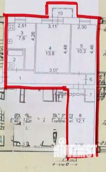 3-к квартира, вторичка, 57м2, 2/5 этаж