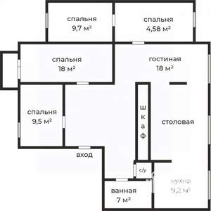 5-к квартира, вторичка, 104м2, 3/4 этаж