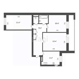 3-к квартира, вторичка, 60м2, 9/9 этаж