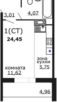 Студия квартира, вторичка, 24м2, 7/18 этаж