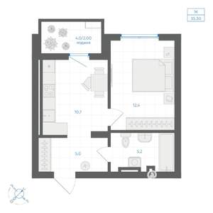 1-к квартира, вторичка, 35м2, 3/18 этаж