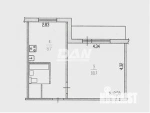 1-к квартира, вторичка, 36м2, 5/5 этаж