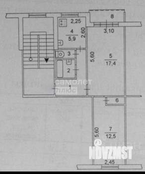2-к квартира, вторичка, 46м2, 2/5 этаж