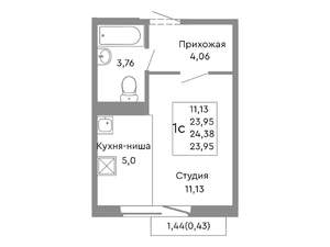 Студия квартира, строящийся дом, 24м2, 9/10 этаж