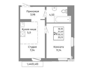 2-к квартира, вторичка, 32м2, 6/10 этаж