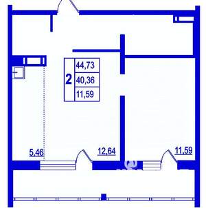 1-к квартира, вторичка, 49м2, 1/18 этаж