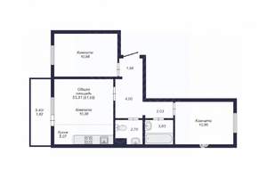 2-к квартира, вторичка, 53м2, 3/10 этаж