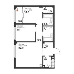 2-к квартира, вторичка, 67м2, 3/23 этаж