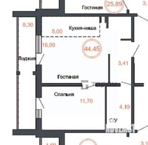 1-к квартира, вторичка, 44м2, 8/18 этаж