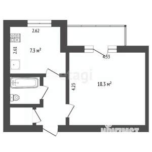 1-к квартира, вторичка, 36м2, 4/5 этаж