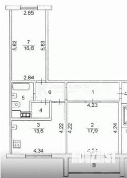 2-к квартира, вторичка, 64м2, 3/10 этаж