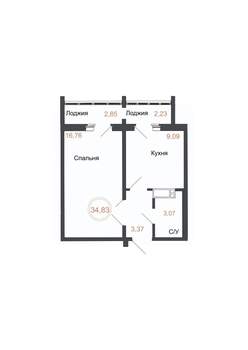 1-к квартира, вторичка, 35м2, 11/16 этаж
