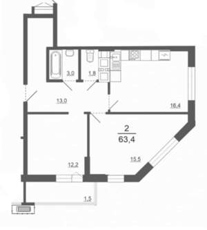 2-к квартира, вторичка, 67м2, 27/30 этаж