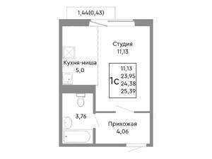 Студия квартира, строящийся дом, 24м2, 7/10 этаж