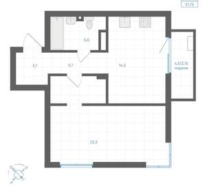 1-к квартира, вторичка, 52м2, 8/18 этаж