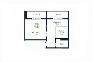 2-к квартира, вторичка, 47м2, 8/10 этаж