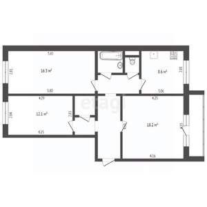 3-к квартира, вторичка, 69м2, 2/10 этаж