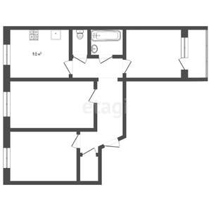 3-к квартира, вторичка, 65м2, 9/9 этаж