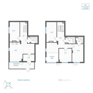 4-к квартира, вторичка, 131м2, 1/8 этаж