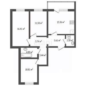3-к квартира, вторичка, 76м2, 3/18 этаж