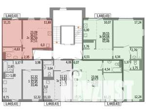3-к квартира, строящийся дом, 64м2, 9/10 этаж