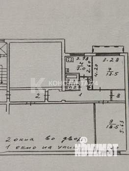 2-к квартира, вторичка, 55м2, 2/9 этаж