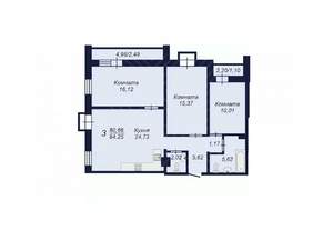 3-к квартира, вторичка, 84м2, 5/18 этаж