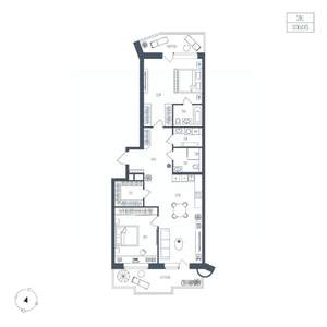 2-к квартира, вторичка, 106м2, 6/9 этаж