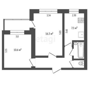2-к квартира, вторичка, 45м2, 7/10 этаж